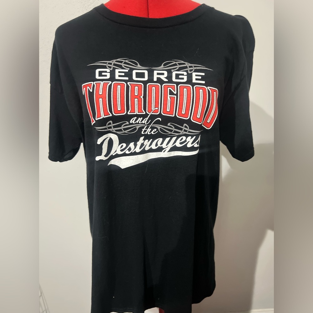 Gildan Black & Red Graphic T-Shirt George Thorogood & Destroyers size large